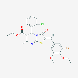 molecular formula C26H24BrClN2O5S B461653 ethyl 2-(3-bromo-4-ethoxy-5-methoxybenzylidene)-5-(2-chlorophenyl)-7-methyl-3-oxo-2,3-dihydro-5H-[1,3]thiazolo[3,2-a]pyrimidine-6-carboxylate 