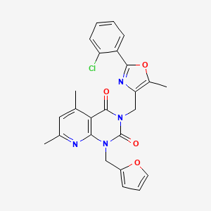 molecular formula C25H21ClN4O4 B4616541 3-{[2-(2-chlorophenyl)-5-methyl-1,3-oxazol-4-yl]methyl}-1-(2-furylmethyl)-5,7-dimethylpyrido[2,3-d]pyrimidine-2,4(1H,3H)-dione 