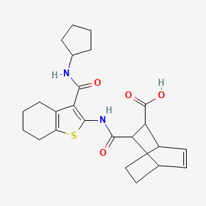 molecular formula C24H30N2O4S B4616564 3-[({3-[(cyclopentylamino)carbonyl]-4,5,6,7-tetrahydro-1-benzothien-2-yl}amino)carbonyl]bicyclo[2.2.2]oct-5-ene-2-carboxylic acid 