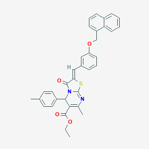 molecular formula C35H30N2O4S B461661 ethyl 7-methyl-5-(4-methylphenyl)-2-[3-(1-naphthylmethoxy)benzylidene]-3-oxo-2,3-dihydro-5H-[1,3]thiazolo[3,2-a]pyrimidine-6-carboxylate 