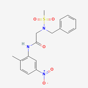 molecular formula C17H19N3O5S B4616677 N~2~-苄基-N~1~-(2-甲基-5-硝基苯基)-N~2~-(甲磺酰基)甘氨酰胺 