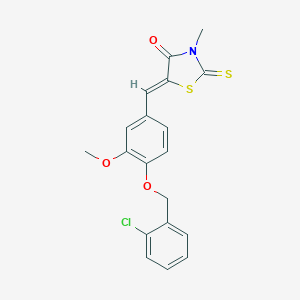 molecular formula C19H16ClNO3S2 B461670 5-{4-[(2-Chlorobenzyl)oxy]-3-methoxybenzylidene}-3-methyl-2-thioxo-1,3-thiazolidin-4-one 