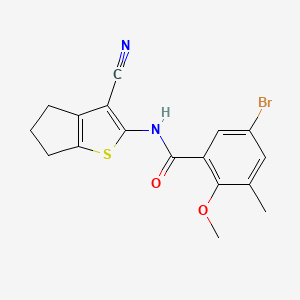 molecular formula C17H15BrN2O2S B4616714 5-bromo-N-(3-cyano-5,6-dihydro-4H-cyclopenta[b]thien-2-yl)-2-methoxy-3-methylbenzamide 