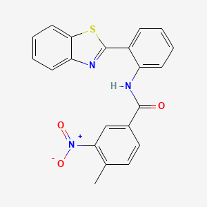 molecular formula C21H15N3O3S B4616727 N-[2-(1,3-benzothiazol-2-yl)phenyl]-4-methyl-3-nitrobenzamide 