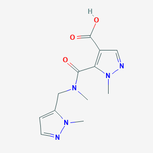 molecular formula C12H15N5O3 B4616747 1-methyl-5-({methyl[(1-methyl-1H-pyrazol-5-yl)methyl]amino}carbonyl)-1H-pyrazole-4-carboxylic acid 