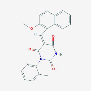 molecular formula C23H18N2O4 B4616748 5-[(2-methoxy-1-naphthyl)methylene]-1-(2-methylphenyl)-2,4,6(1H,3H,5H)-pyrimidinetrione 