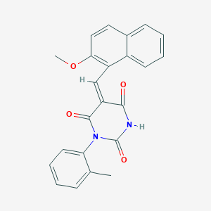 molecular formula C23H18N2O4 B4616748 5-[(2-甲氧基-1-萘基)亚甲基]-1-(2-甲苯基)-2,4,6(1H,3H,5H)-嘧啶三酮 