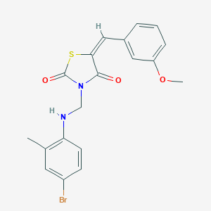 molecular formula C19H17BrN2O3S B461677 (5E)-3-[(4-bromo-2-methylanilino)methyl]-5-[(3-methoxyphenyl)methylidene]-1,3-thiazolidine-2,4-dione 