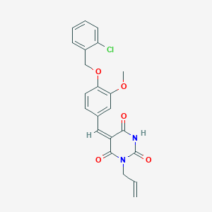 molecular formula C22H19ClN2O5 B461679 1-allyl-5-{4-[(2-chlorobenzyl)oxy]-3-methoxybenzylidene}-2,4,6(1H,3H,5H)-pyrimidinetrione 