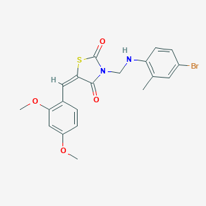 molecular formula C20H19BrN2O4S B461680 3-[(4-Bromo-2-methylanilino)methyl]-5-(2,4-dimethoxybenzylidene)-1,3-thiazolidine-2,4-dione 