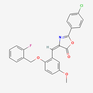 molecular formula C24H17ClFNO4 B4616816 2-(4-chlorophenyl)-4-{2-[(2-fluorobenzyl)oxy]-5-methoxybenzylidene}-1,3-oxazol-5(4H)-one 