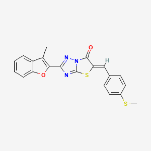 molecular formula C21H15N3O2S2 B4616821 2-(3-甲基-1-苯并呋喃-2-基)-5-[4-(甲硫基)苄叉]-1,3-噻唑并[3,2-b][1,2,4]三唑-6(5H)-酮 