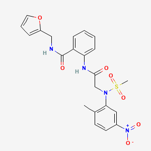 molecular formula C22H22N4O7S B4616888 N-(2-呋喃甲基)-2-{[N-(2-甲基-5-硝基苯基)-N-(甲基磺酰基)甘氨酰]氨基}苯甲酰胺 