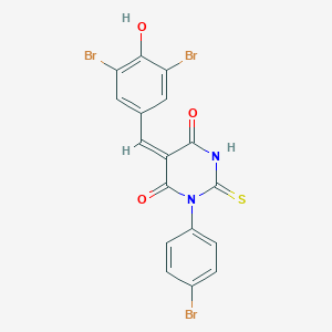 molecular formula C17H9Br3N2O3S B461691 1-(4-bromophenyl)-5-(3,5-dibromo-4-hydroxybenzylidene)-2-thioxodihydro-4,6(1H,5H)-pyrimidinedione 