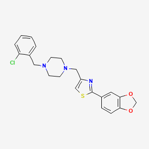 molecular formula C22H22ClN3O2S B4616916 1-{[2-(1,3-benzodioxol-5-yl)-1,3-thiazol-4-yl]methyl}-4-(2-chlorobenzyl)piperazine 