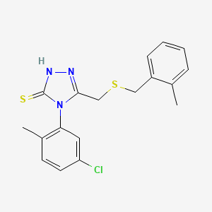 molecular formula C18H18ClN3S2 B4616924 4-(5-chloro-2-methylphenyl)-5-{[(2-methylbenzyl)thio]methyl}-4H-1,2,4-triazole-3-thiol 
