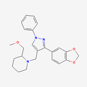 molecular formula C24H27N3O3 B4616932 1-{[3-(1,3-benzodioxol-5-yl)-1-phenyl-1H-pyrazol-4-yl]methyl}-2-(methoxymethyl)piperidine 