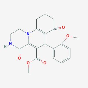 molecular formula C21H22N2O5 B4616942 methyl 6-(2-methoxyphenyl)-4,7-dioxo-2,3,4,6,7,8,9,10-octahydro-1H-pyrazino[1,2-a]quinoline-5-carboxylate 