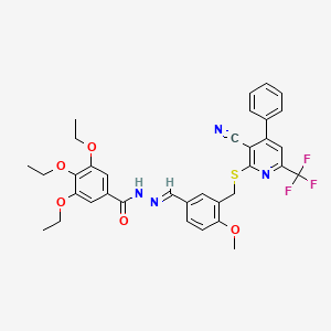 molecular formula C35H33F3N4O5S B4616943 N'-[3-({[3-氰基-4-苯基-6-(三氟甲基)-2-吡啶基]硫代}甲基)-4-甲氧基苄叉]-3,4,5-三乙氧基苯甲酰肼 