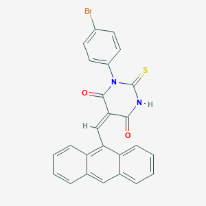 molecular formula C25H15BrN2O2S B461695 5-(9-anthrylmethylene)-1-(4-bromophenyl)-2-thioxodihydro-4,6(1H,5H)-pyrimidinedione 