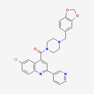 molecular formula C27H23ClN4O3 B4616954 4-{[4-(1,3-benzodioxol-5-ylmethyl)-1-piperazinyl]carbonyl}-6-chloro-2-(3-pyridinyl)quinoline 