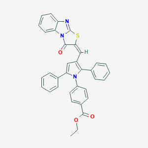 molecular formula C35H25N3O3S B461700 ethyl 4-{3-[(E)-(3-oxo[1,3]thiazolo[3,2-a]benzimidazol-2(3H)-ylidene)methyl]-2,5-diphenyl-1H-pyrrol-1-yl}benzoate 