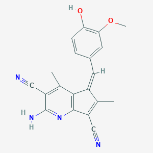 molecular formula C20H16N4O2 B461701 2-amino-5-(4-hydroxy-3-methoxybenzylidene)-4,6-dimethyl-5H-cyclopenta[b]pyridine-3,7-dicarbonitrile 