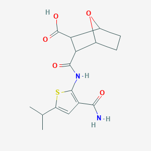 molecular formula C16H20N2O5S B4617012 3-({[3-(氨基羰基)-5-异丙基-2-噻吩基]氨基}羰基)-7-氧代双环[2.2.1]庚烷-2-羧酸 