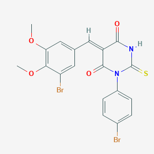 molecular formula C19H14Br2N2O4S B461705 5-(3-bromo-4,5-dimethoxybenzylidene)-1-(4-bromophenyl)-2-thioxodihydro-4,6(1H,5H)-pyrimidinedione 