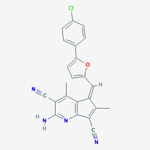 molecular formula C23H15ClN4O B461706 (5Z)-2-amino-5-[[5-(4-chlorophenyl)furan-2-yl]methylidene]-4,6-dimethylcyclopenta[b]pyridine-3,7-dicarbonitrile CAS No. 6019-53-0