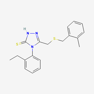 molecular formula C19H21N3S2 B4617072 4-(2-ethylphenyl)-5-{[(2-methylbenzyl)thio]methyl}-4H-1,2,4-triazole-3-thiol 
