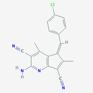 molecular formula C19H13ClN4 B461708 2-amino-5-(4-chlorobenzylidene)-4,6-dimethyl-5H-cyclopenta[b]pyridine-3,7-dicarbonitrile 