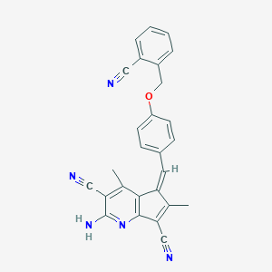 molecular formula C27H19N5O B461710 2-amino-5-{4-[(2-cyanobenzyl)oxy]benzylidene}-4,6-dimethyl-5H-cyclopenta[b]pyridine-3,7-dicarbonitrile 