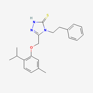 molecular formula C21H25N3OS B4617109 5-[(2-isopropyl-5-methylphenoxy)methyl]-4-(2-phenylethyl)-4H-1,2,4-triazole-3-thiol 