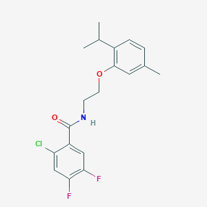 molecular formula C19H20ClF2NO2 B4617140 2-chloro-4,5-difluoro-N-[2-(2-isopropyl-5-methylphenoxy)ethyl]benzamide 