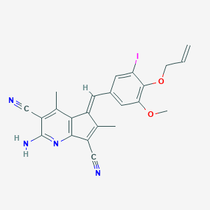 molecular formula C23H19IN4O2 B461715 5-[4-(allyloxy)-3-iodo-5-methoxybenzylidene]-2-amino-4,6-dimethyl-5H-cyclopenta[b]pyridine-3,7-dicarbonitrile 