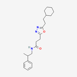 3-[5-(2-cyclohexylethyl)-1,3,4-oxadiazol-2-yl]-N-(2-phenylpropyl)propanamide