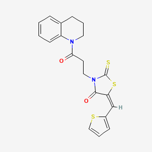 molecular formula C20H18N2O2S3 B4617192 3-[3-(3,4-二氢-1(2H)-喹啉基)-3-氧代丙基]-5-(2-噻吩亚甲基)-2-硫代-1,3-噻唑烷-4-酮 
