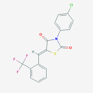 molecular formula C17H9ClF3NO2S B461721 3-(4-Chlorophenyl)-5-[2-(trifluoromethyl)benzylidene]-1,3-thiazolidine-2,4-dione 