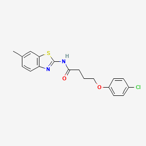 molecular formula C18H17ClN2O2S B4617218 4-(4-chlorophenoxy)-N-(6-methyl-1,3-benzothiazol-2-yl)butanamide 