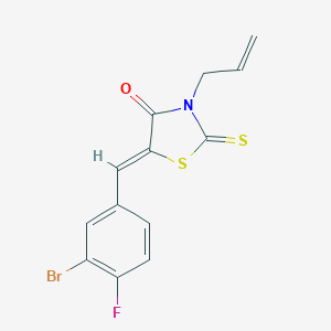 molecular formula C13H9BrFNOS2 B461725 3-Allyl-5-(3-bromo-4-fluorobenzylidene)-2-thioxo-1,3-thiazolidin-4-one 