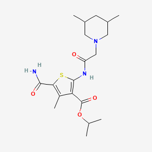 molecular formula C19H29N3O4S B4617258 isopropyl 5-(aminocarbonyl)-2-{[(3,5-dimethyl-1-piperidinyl)acetyl]amino}-4-methyl-3-thiophenecarboxylate 
