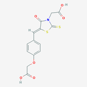 molecular formula C14H11NO6S2 B461726 {5-[4-(Carboxymethoxy)benzylidene]-4-oxo-2-thioxo-1,3-thiazolidin-3-yl}acetic acid 