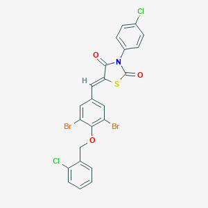 molecular formula C23H13Br2Cl2NO3S B461728 3-(4-Chlorophenyl)-5-{3,5-dibromo-4-[(2-chlorobenzyl)oxy]benzylidene}-1,3-thiazolidine-2,4-dione 