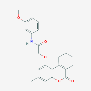 molecular formula C23H23NO5 B4617296 N-(3-methoxyphenyl)-2-[(3-methyl-6-oxo-7,8,9,10-tetrahydro-6H-benzo[c]chromen-1-yl)oxy]acetamide 