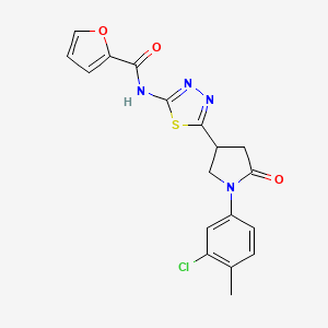 molecular formula C18H15ClN4O3S B4617301 N-{5-[1-(3-氯-4-甲基苯基)-5-氧代-3-吡咯烷基]-1,3,4-噻二唑-2-基}-2-呋喃酰胺 