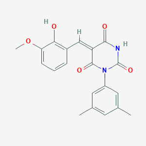 molecular formula C20H18N2O5 B461732 (5Z)-1-(3,5-dimethylphenyl)-5-(2-hydroxy-3-methoxybenzylidene)pyrimidine-2,4,6(1H,3H,5H)-trione 