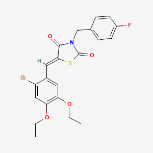 molecular formula C21H19BrFNO4S B4617339 5-(2-bromo-4,5-diethoxybenzylidene)-3-(4-fluorobenzyl)-1,3-thiazolidine-2,4-dione 