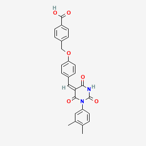 molecular formula C27H22N2O6 B4617352 4-[(4-{[1-(3,4-二甲苯基)-2,4,6-三氧代四氢-5(2H)-嘧啶亚甲基]甲基}苯氧基)甲基]苯甲酸 