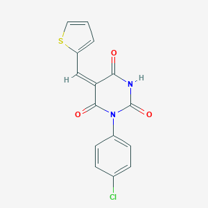 molecular formula C15H9ClN2O3S B461736 1-(4-Chloro-phenyl)-5-thiophen-2-ylmethylene-pyrimidine-2,4,6-trione 